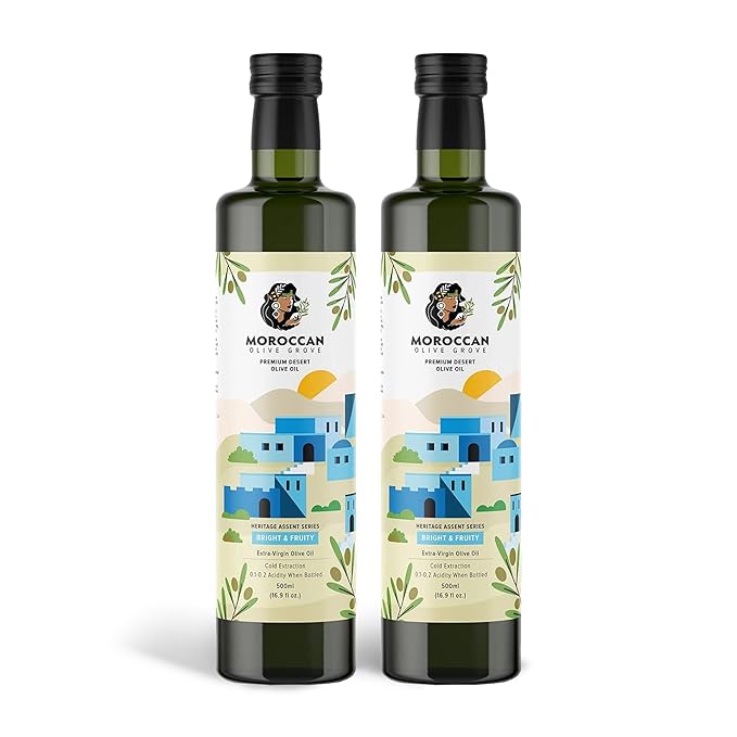 MOROCCAN OLIVE GROVE - The Blue Olive Oil, Bright & Fruity Desert Olive Oil Extra Virgin, Versatile