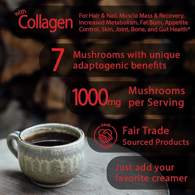 Energy Boost Mushroom Instant Coffee - 135g, 15 Servings Pouch - Healthy Coffee Alternative and