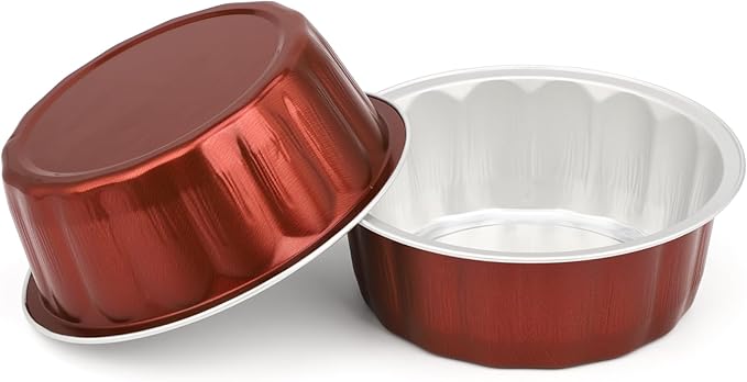 Beasea Disposable Ramekins for Baking, 8oz 100 Pack Aluminum Foil Cups with Lids, Creme Brulee