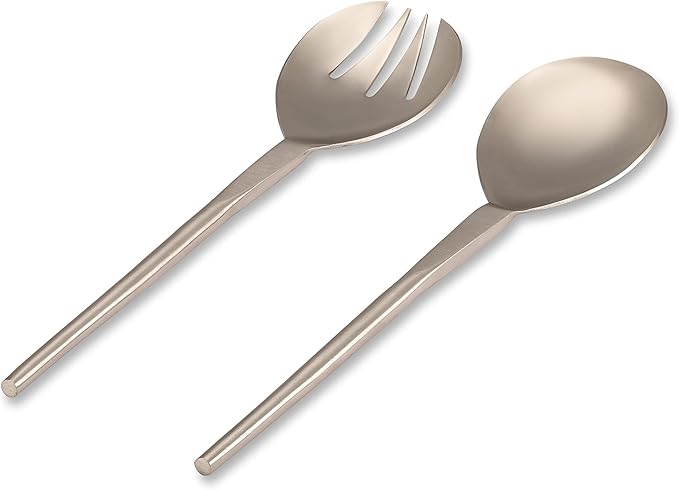 Folkulture Stainless Steel Kitchen Salad Servers or Salad Serving Utensils for Cooking, 12 Inch