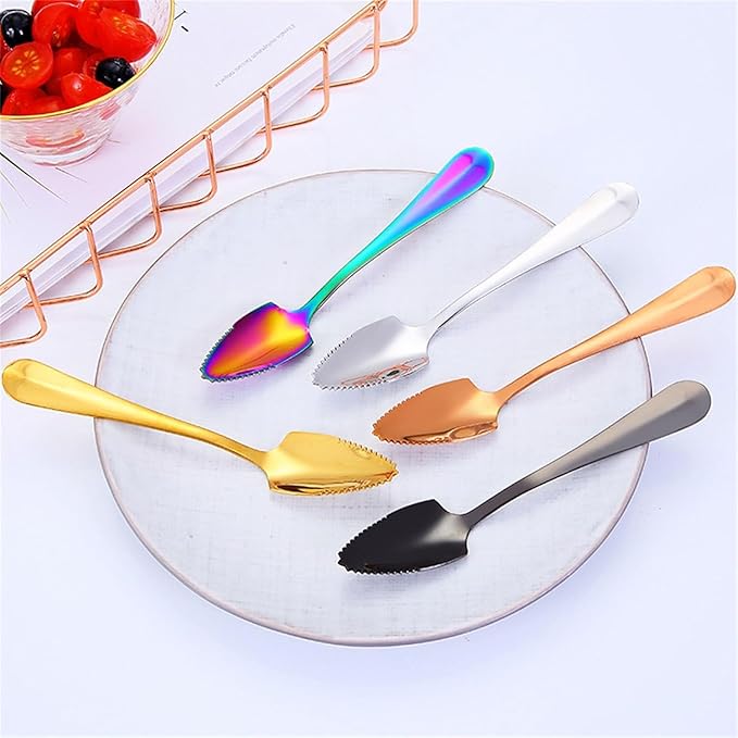 Stainless Steel Grapefruit Spoon For Citrus Fruit Watermelon Dessert Spoon Serrated Edge Ice Cream