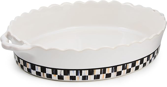 MACKENZIE-CHILDS Everyday Oval Casserole Baker, Cute Oven Baker, Large, Black-and-White Courtly