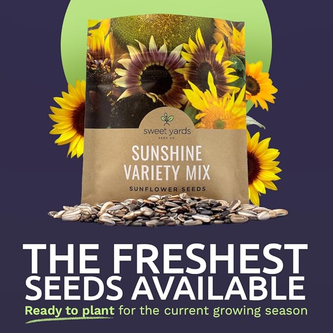 SWEET YARDS Sunflower Variety Mix 10 Types of Beautiful Sunflowers - Bulk 1 Ounce Packet - Open