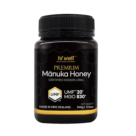 Hi Well Premium New Zealand 100% Manuka Honey UMF 20+ MGO 830+ | Certified Monofloral Raw Honey