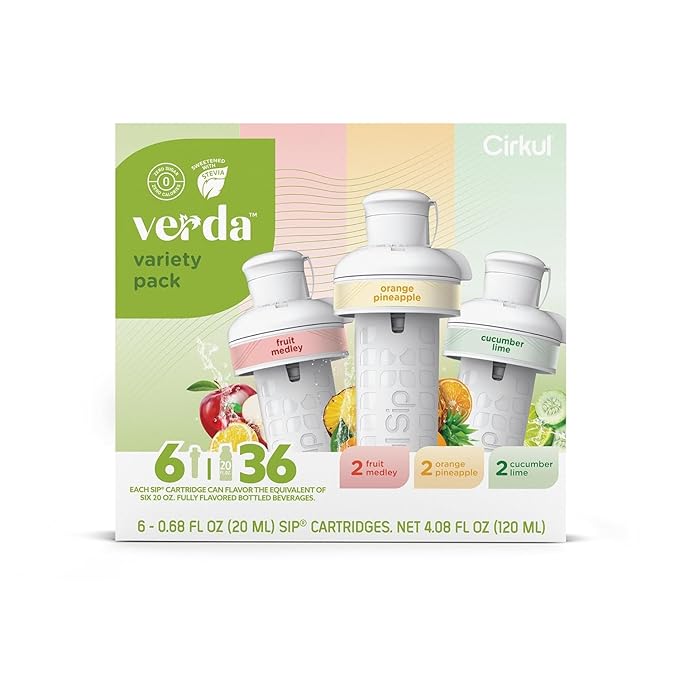 Cirkul Verda Flavor Cartridge Variety Pack with Antioxidants, Stevia, and Vitamin B, 6-Pack (2