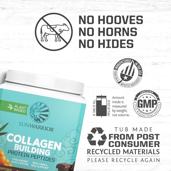 Sunwarrior Vegan Collagen Building Powder Protein Peptide with Biotin Vitamin C Hyaluronic Acid for