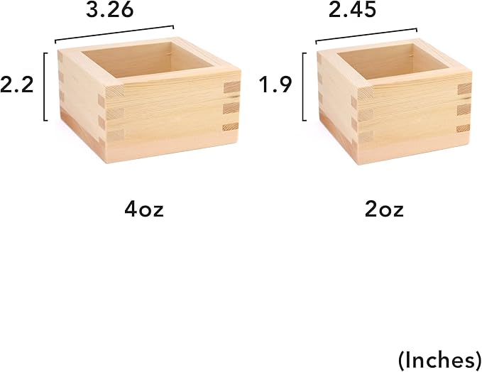 JapanBargain 2757, Wooden Sake Cups Masu Japanese Hinoki Wood Saki Cup Box Made in Japan, Plain, 4
