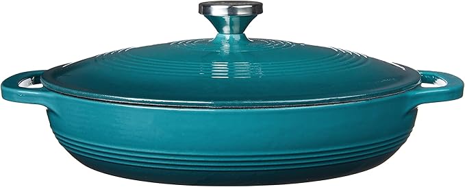 Lodge 3.6 Quart Enameled Cast Iron Covered Casserole with Lid ??Dual Handles ??Oven Safe up to