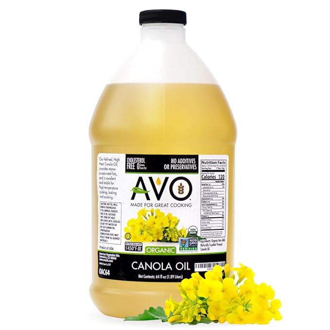 AVO ORGANIC CANOLA Oil Frying, Baking, Non-stick Saut챕ing, Salads, Vinaigrette, Marinades, Pan