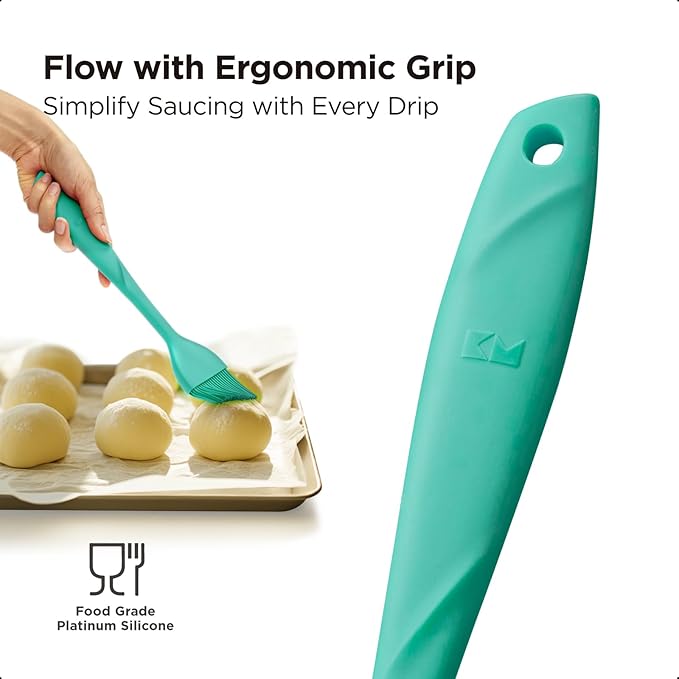 Kitchen Mama WaltzGrip Platinum Silicone Basting Pastry Brush: Set of 2 Heat-Resistant Brushes