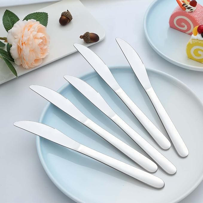 24 Pieces Knives Set - 9 Inches Dinner Knives, Butter Knife, Food Grade Stainless Steel Table Knife