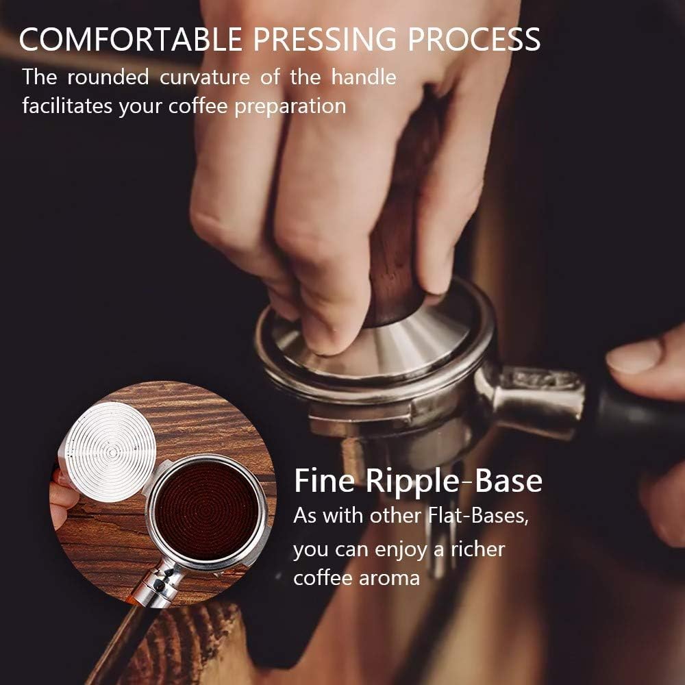 KYONANO 51mm Espresso Coffee Tamper with 304 Stainless Steel Ripple Base