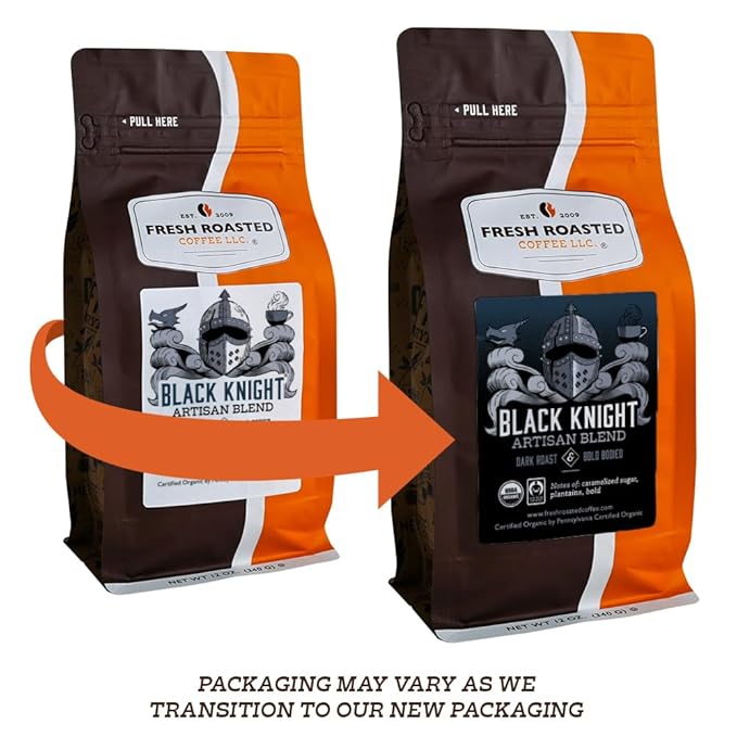 Fresh Roasted Coffee, Organic Black Knight | USDA Organic, Kosher | Dark Roast 5 lb (80 oz) Whole