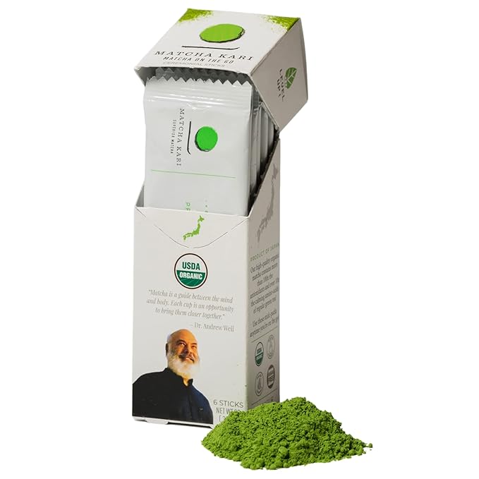 Matcha Green Tea Powder Single Serving Sticks, Dr. Weil's Ceremonial Organic Matcha Powder Singles