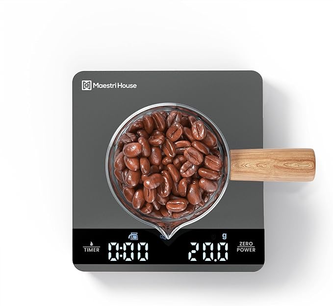 Mini Coffee Scale with Timer, Maestri House Rechargeable Espresso Scale, 2kg/0.1g Accurate Scale