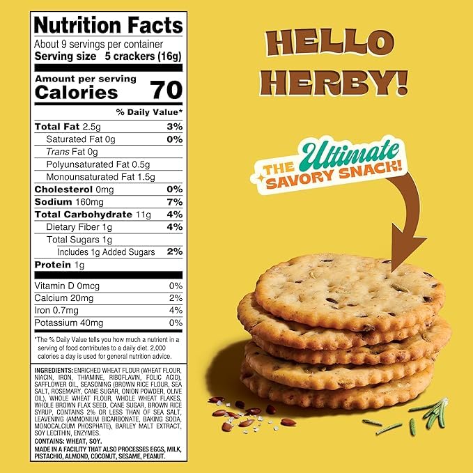Back to Nature - Stoneground Wheat Crackers - Rosemary & Olive Oil - Real Ingredients like Whole