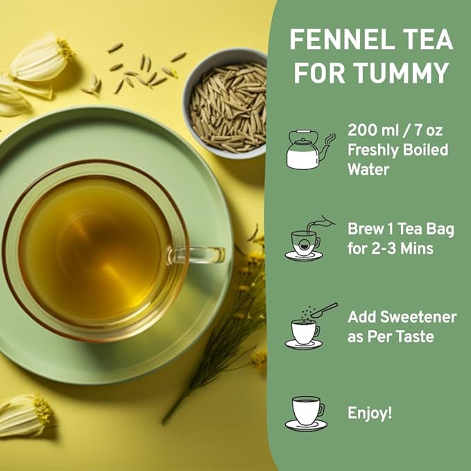 HANDPICK, Fennel Tea Bags (100 Herbal Tea Bags) Caffeine Free, Gluten Free & Non GMO | Round Eco