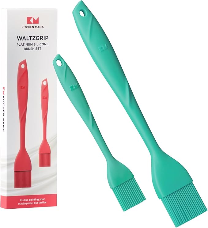 Kitchen Mama WaltzGrip Platinum Silicone Basting Pastry Brush: Set of 2 Heat-Resistant Brushes