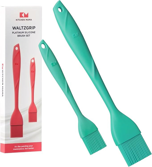 Kitchen Mama WaltzGrip Platinum Silicone Basting Pastry Brush: Set of 2 Heat-Resistant Brushes