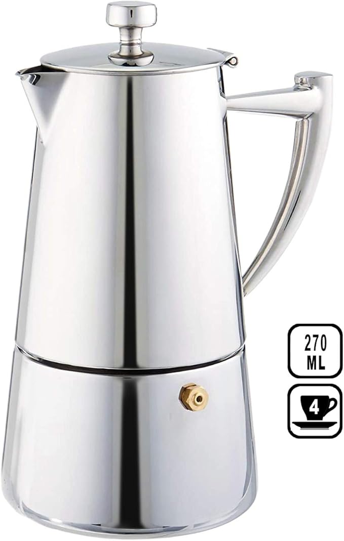 Cuisinox Moka Pot Coffee Espresso Maker – Stainless Steel Roma Stovetop Espresso Coffee Maker