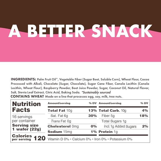 Rip Van Raspberry & Dark Chocolate Wafer Cookies - Healthy Snacks - Non GMO Keto Cookies - Keto