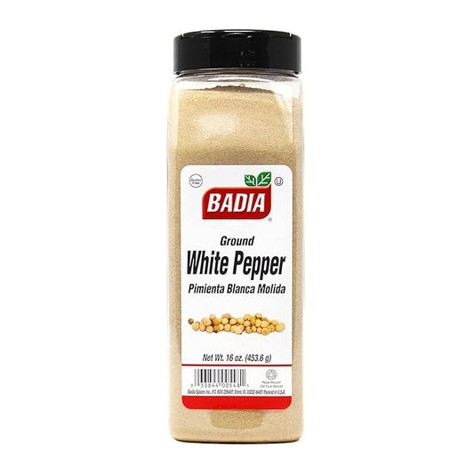 Badia Ground White Pepper, 16 oz ??Smooth, Mellow Heat and Delicate Flavor for Light Sauces, Soups
