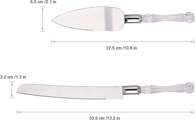 AW BRIDAL Mr Mrs Wedding Cake Knife and Server Set, Silver Cake Cutting Set for Wedding, Pie Cutter
