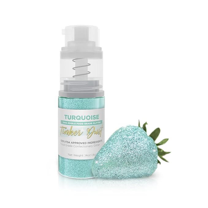 Bakell - Turquoise Tinker Dust (4g, 1x Mini Spray Pump) Edible Glitter for Food, Desserts, and