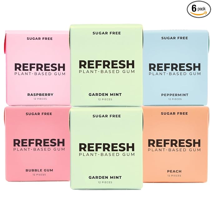 Refresh Gum, Xylitol, Natural, Sugar Free, Long Lasting, Plastic Free, Organic Ingredients, Non