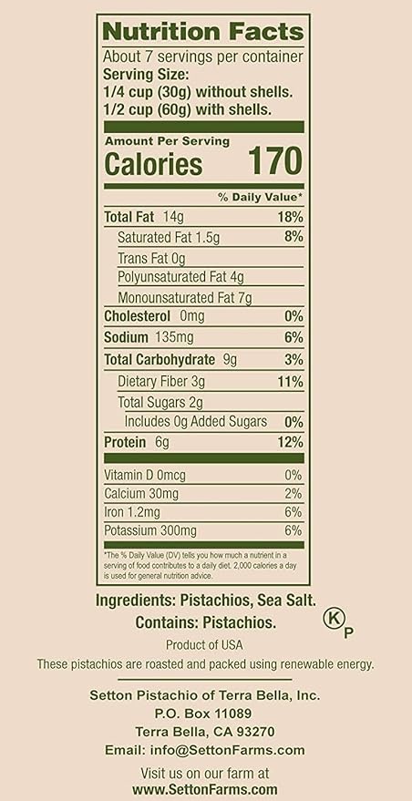 Setton Farms Pistachios, Dry Roasted and Salted Pistachios, Extra Large Premium California
