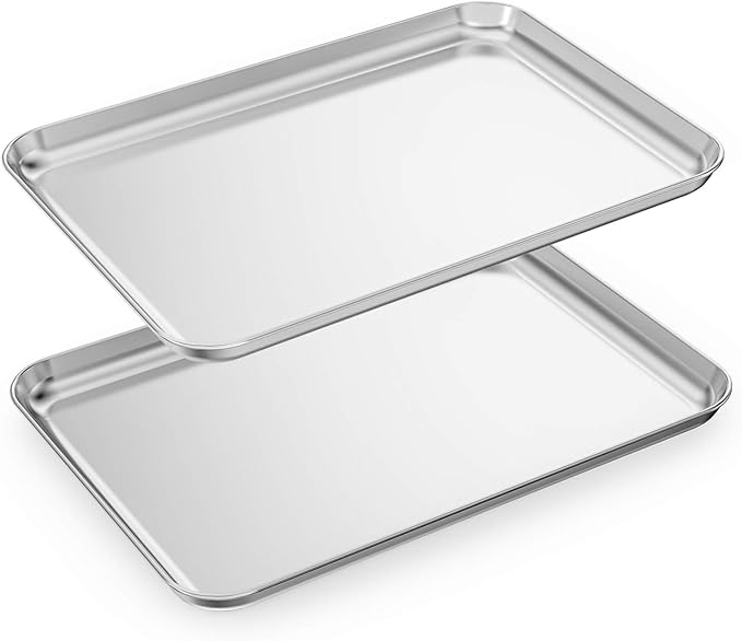 Baking Sheets Set of 2, HKJ Chef Cookie Sheets 2 Pieces & Stainless Steel Baking Pans & Toaster