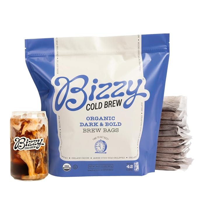 Bizzy Organic Cold Brew Coffee | Dark & Bold Blend | Coarse Ground Coffee | Dark Roast | Micro