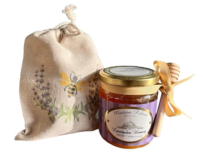 Maison Peltier 100% Unpasteurized French Raw Lavender Honey 8.8 oz - Luxury Gift Set with Wooden