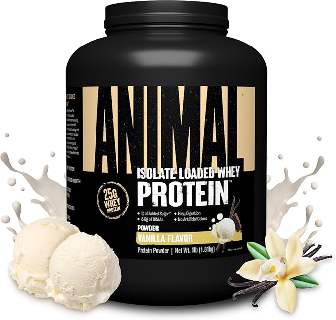 Animal Whey Isolate Protein Powder - Loaded for Pre & Post Workout Muscle Builder and Recovery with