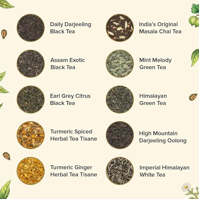 VAHDAM, Assorted Loose Leaf Tea Gift Set (10 Flavors) Gift Ideas for Women & Men | Herbal Tea