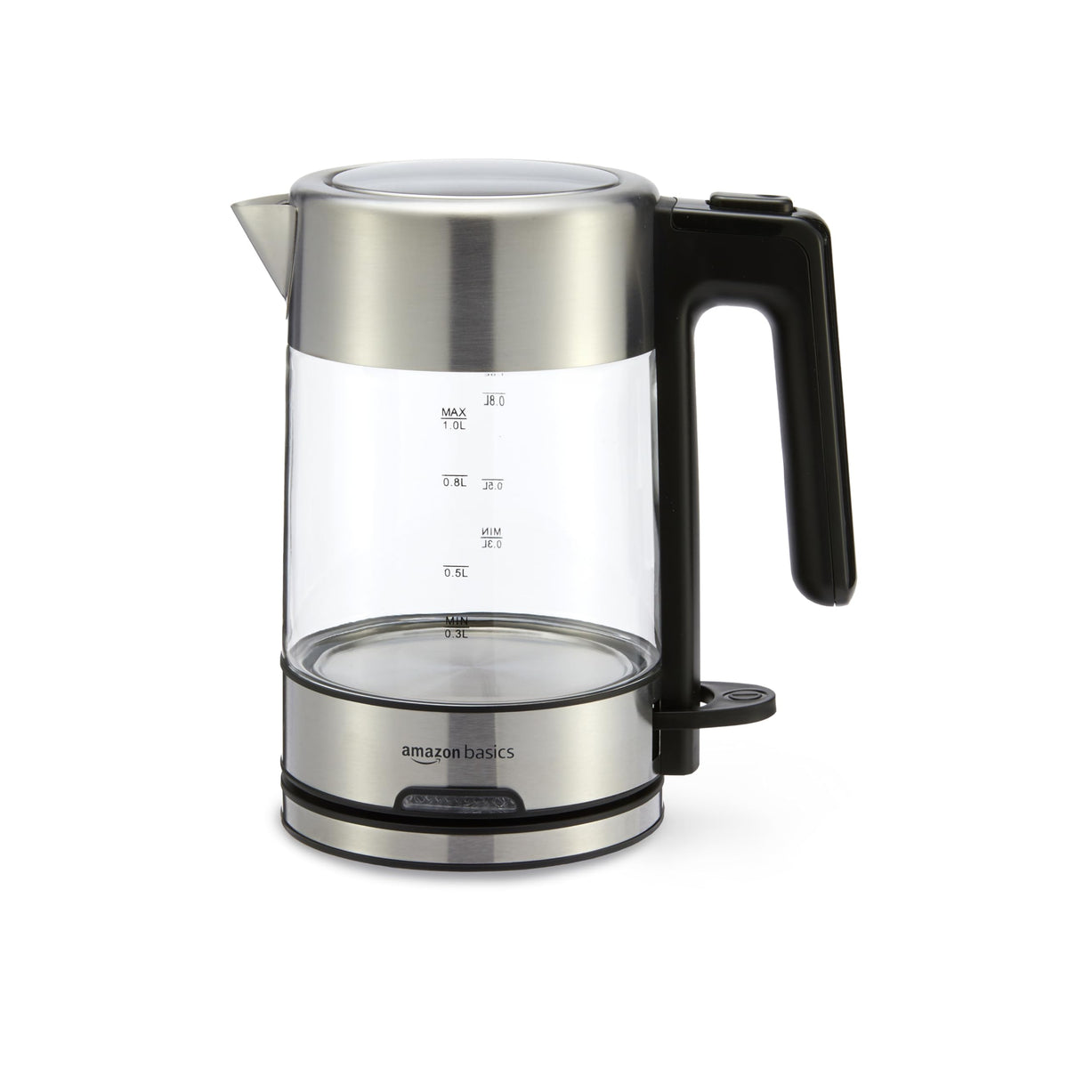 Amazon Basics Electric Kettle with Glass Carafe for Tea and Coffee, Fast Boiling, Auto Shut-Off