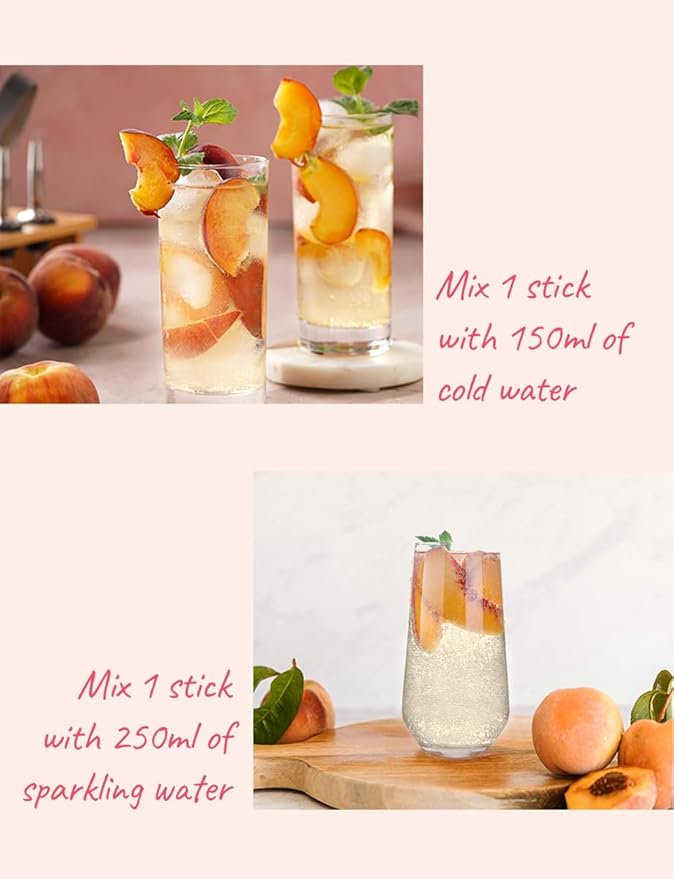 Korean Kombucha Peach Iced Tea Powder – 5g x 30 Sticks | Zero Sugar, Low Calorie, Sparkling Black