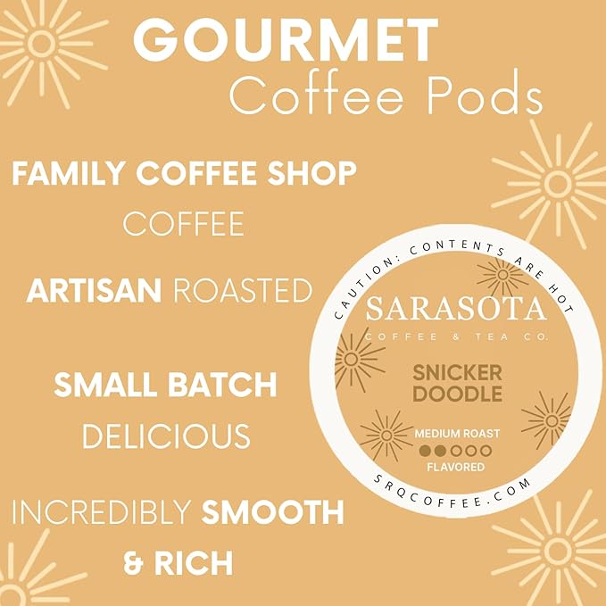 Sarasota K-Cup Coffee Pods | Medium Roast Flavored Coffee | Snickerdoodle Sugar Cookie | Single