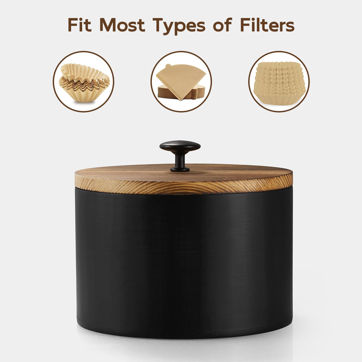 BWODYAY Coffee Filter Holder, Wood Filter Storage Container for Counter, Coffee Bar Accessories for