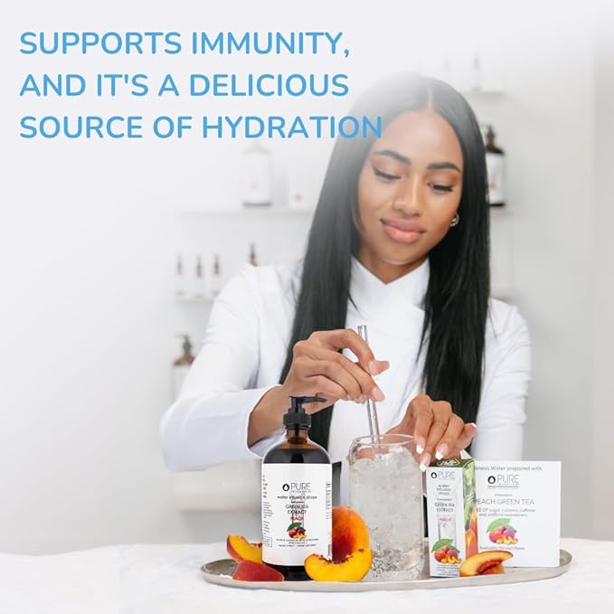 Pure Inventions - Green Tea Peach Water Infusion Drops - Antioxidants & Electrolytes - Health &