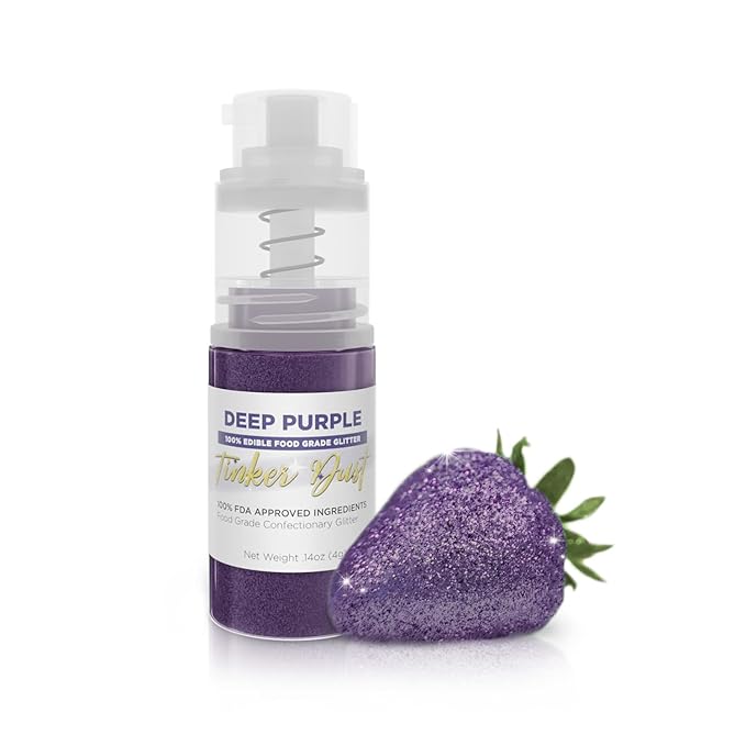 Bakell - Deep Purple Tinker Dust (4g, 1x Mini Spray Pump) Edible Glitter for Food, Desserts, and