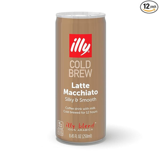 illy Ready To Drink Coffee – Latte Macchiato Cold Brew Cans - 100% Arabica - Smooth & Refreshing
