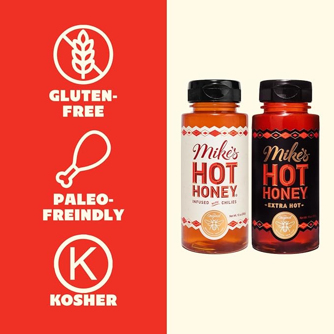 Mike's Hot Honey, Original & Extra Hot, America's #1 Spicy Honey with Chili Peppers, Gluten-Free