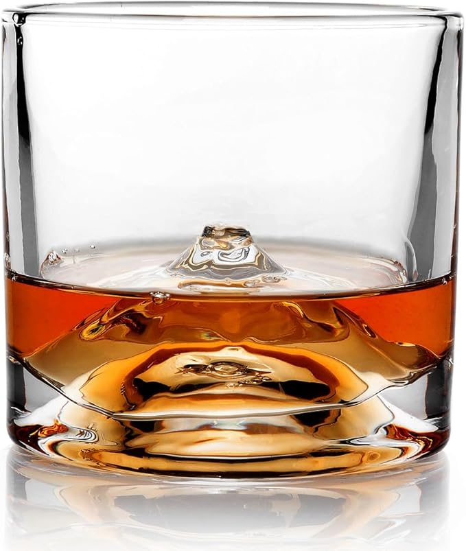Mount Fuji Heavy Crystal Whiskey Glasses Gift Set of 2, Thick Freezable Bourbon Glass 1lb Each