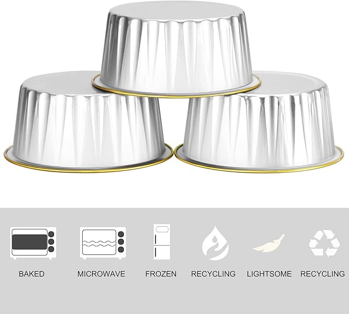 EUSOAR Cupcake Liners with Lids, 30pcs 5oz Disposable Aluminum Foil Ramekins cupcake Baking Cups