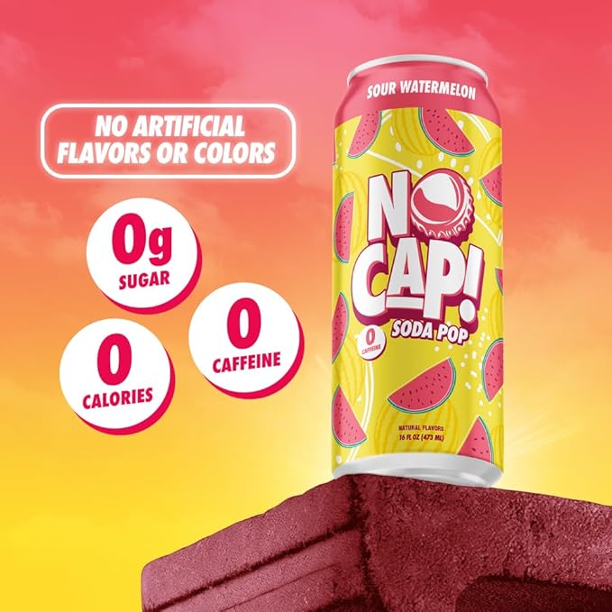 No Cap! Healthy Soda Drinks For Kids, Teenagers & Adults, Zero Sugar, Zero Calorie, Caffeine Free