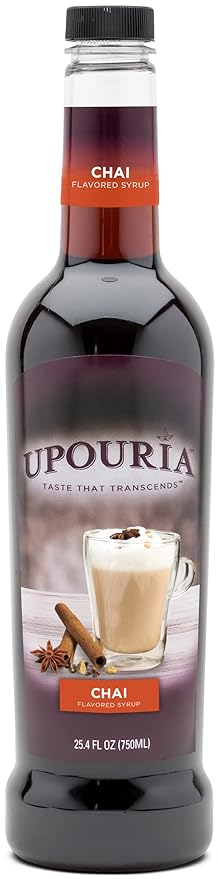 Upouria Chai Syrup Flavoring, 100% Vegan, Gluten-Free, Kosher, 750ml bottle (Pack of 2) with 1