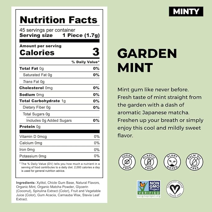 Refresh Gum, Xylitol, Natural, Sugar Free, Long Lasting, Plastic Free, Natural Flavors & Organic