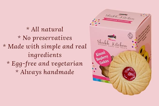 Classic Almond Raspberry Cookies- Gourmet Jam-Filled Linzer Cookies, 100% Egg-Free & Vegetarian