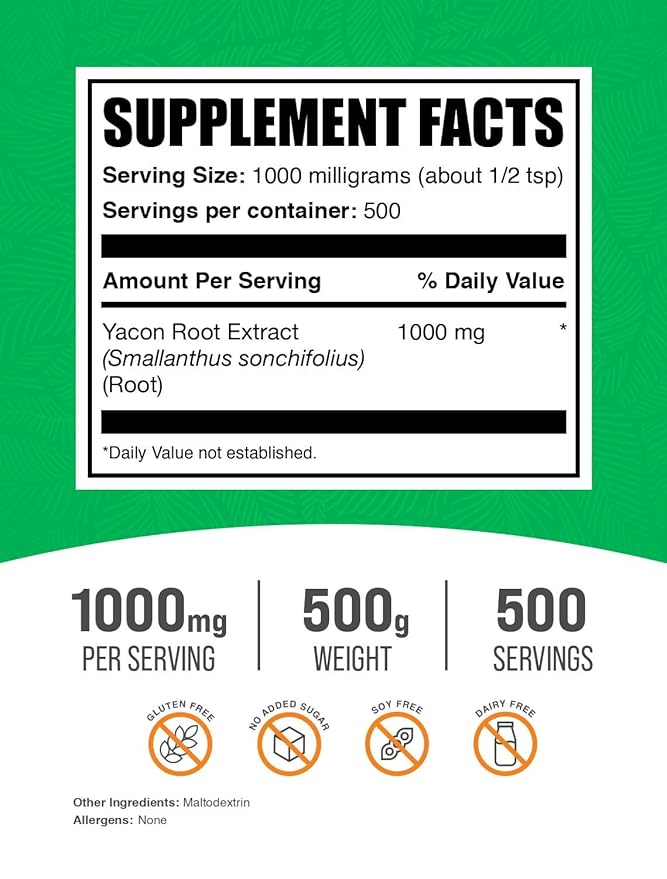 BulkSupplements.com Yacon Root Extract Powder - Natural Sweetener, Yacon Root Powder - Traditional